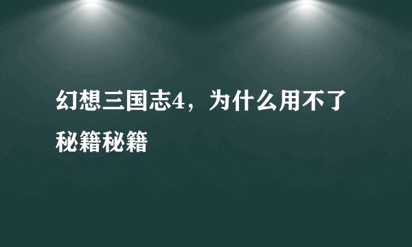 幻想三国志4，为什么用不了秘籍秘籍