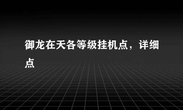 御龙在天各等级挂机点，详细点