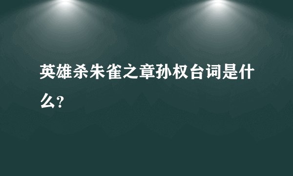 英雄杀朱雀之章孙权台词是什么？