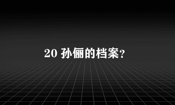20 孙俪的档案？