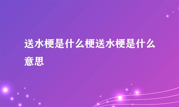 送水梗是什么梗送水梗是什么意思