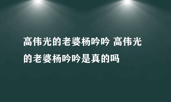 高伟光的老婆杨吟吟 高伟光的老婆杨吟吟是真的吗