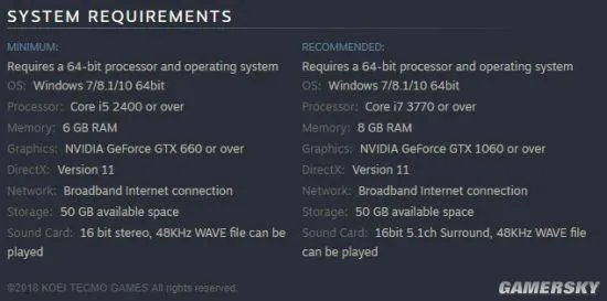 《真三国无双8》PC配置正式公布 最低GTX 660+i5