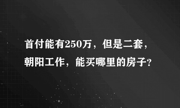 首付能有250万，但是二套，朝阳工作，能买哪里的房子？