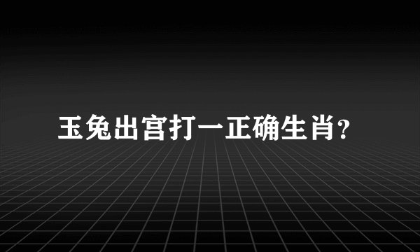 玉兔出宫打一正确生肖？