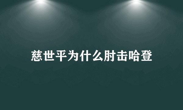 慈世平为什么肘击哈登
