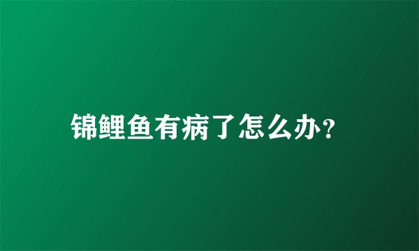锦鲤鱼有病了怎么办？