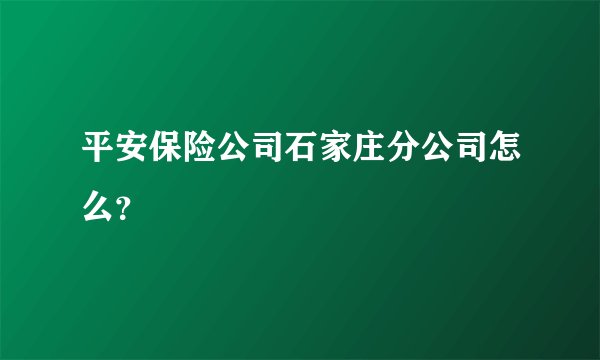 平安保险公司石家庄分公司怎么？