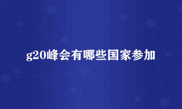 g20峰会有哪些国家参加