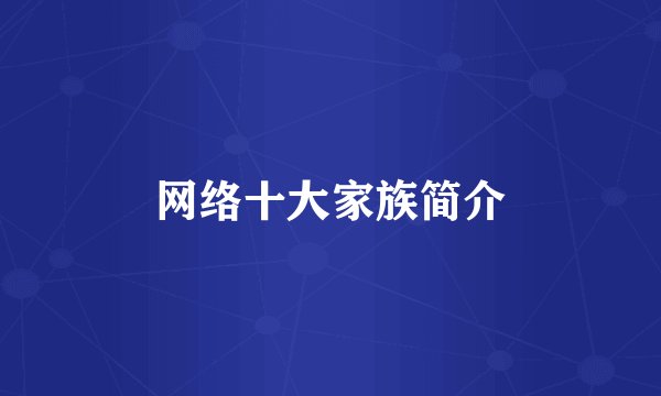 网络十大家族简介