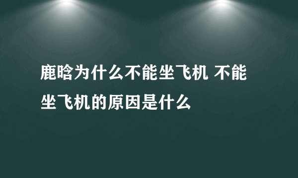 鹿晗为什么不能坐飞机 不能坐飞机的原因是什么