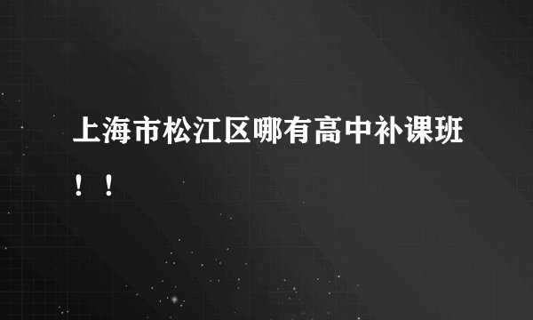 上海市松江区哪有高中补课班!!