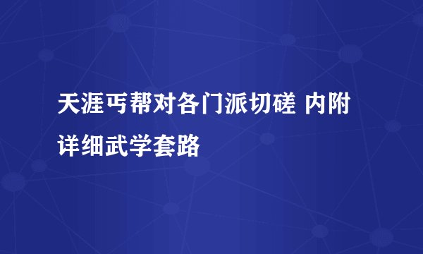 天涯丐帮对各门派切磋 内附详细武学套路