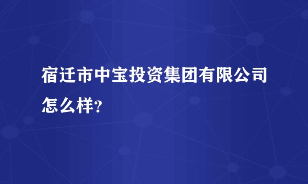 宿迁市中宝投资集团有限公司怎么样?