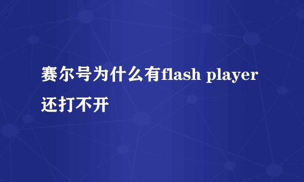 赛尔号为什么有flash player 还打不开
