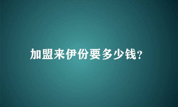加盟来伊份要多少钱？
