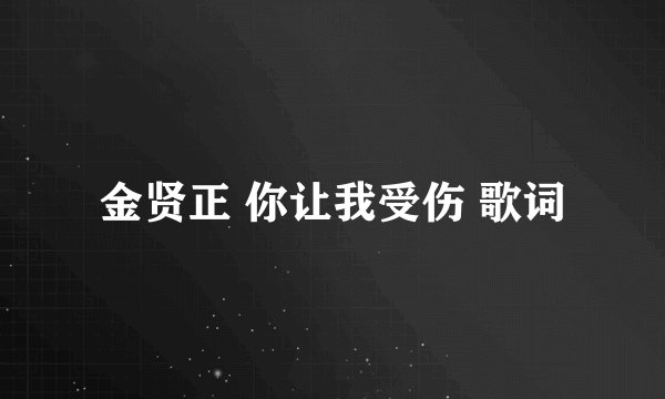 金贤正 你让我受伤 歌词