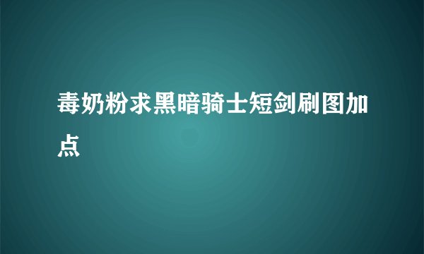 毒奶粉求黑暗骑士短剑刷图加点