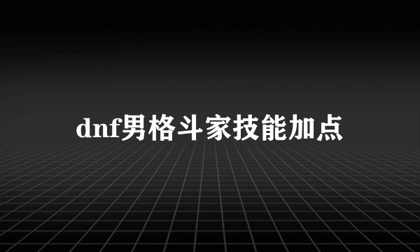 dnf男格斗家技能加点