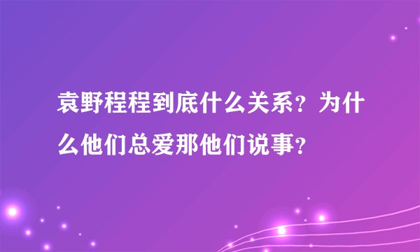 袁野程程到底什么关系？为什么他们总爱那他们说事？