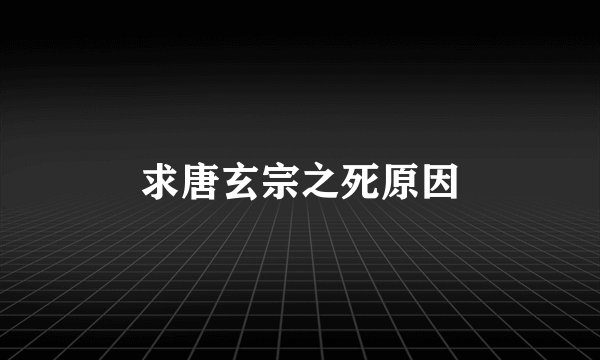 求唐玄宗之死原因