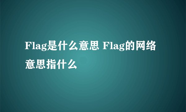 Flag是什么意思 Flag的网络意思指什么