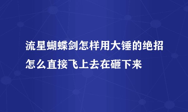 流星蝴蝶剑怎样用大锤的绝招怎么直接飞上去在砸下来