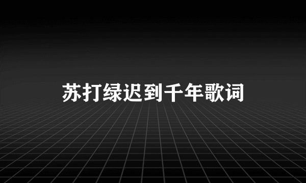 苏打绿迟到千年歌词