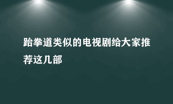 跆拳道类似的电视剧给大家推荐这几部