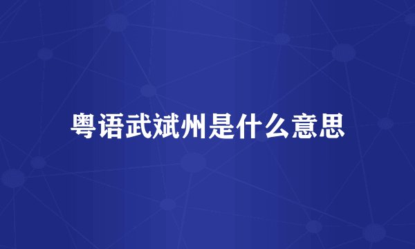粤语武斌州是什么意思