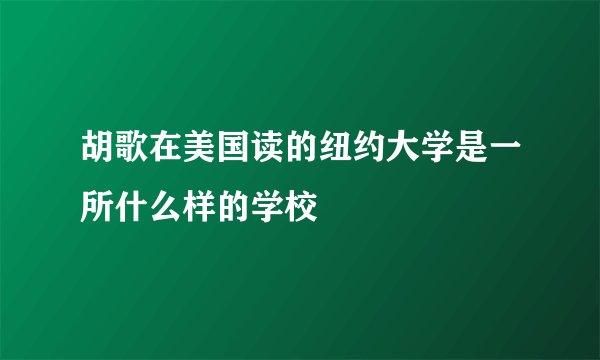 胡歌在美国读的纽约大学是一所什么样的学校