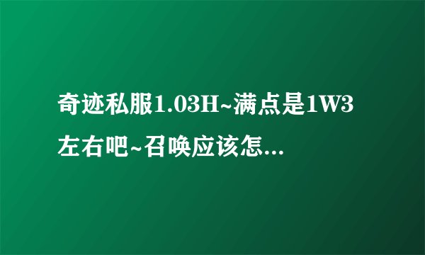 奇迹私服1.03H~满点是1W3左右吧~召唤应该怎么加点~PK和练级厉害点