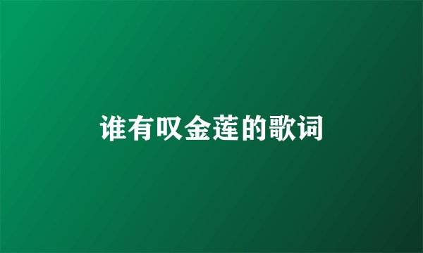 谁有叹金莲的歌词