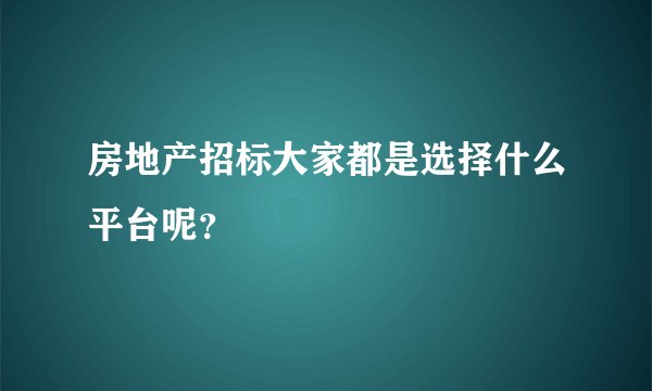 房地产招标大家都是选择什么平台呢?