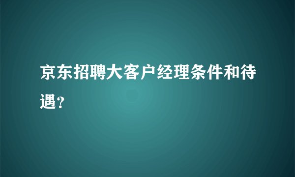 京东招聘大客户经理条件和待遇？