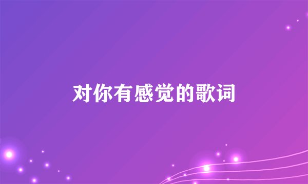 对你有感觉的歌词