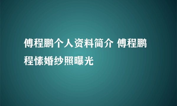 傅程鹏个人资料简介 傅程鹏程愫婚纱照曝光
