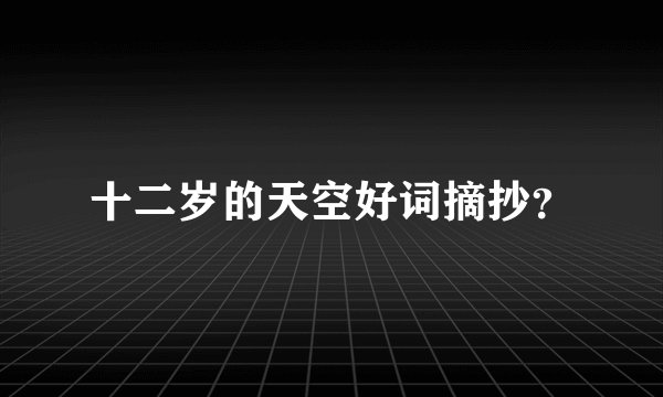 十二岁的天空好词摘抄？