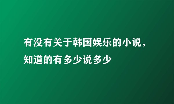 有没有关于韩国娱乐的小说，知道的有多少说多少