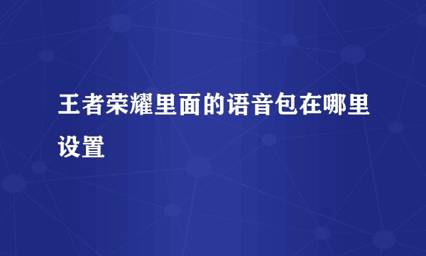 王者荣耀里面的语音包在哪里设置
