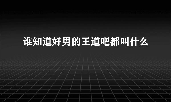 谁知道好男的王道吧都叫什么