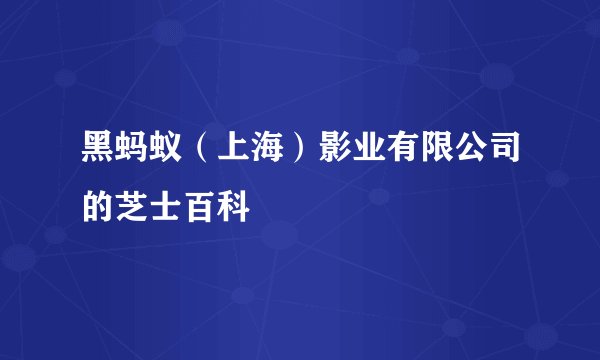 黑蚂蚁（上海）影业有限公司的芝士百科