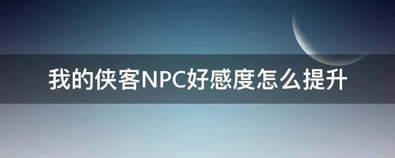 我的侠客NPC好感度怎么提升