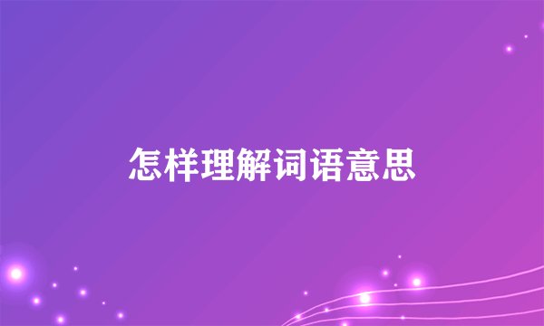 怎样理解词语意思