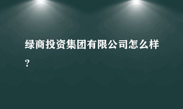 绿商投资集团有限公司怎么样？
