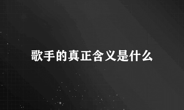 歌手的真正含义是什么