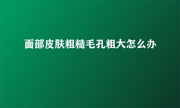 面部皮肤粗糙毛孔粗大怎么办