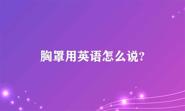 胸罩用英语怎么说?