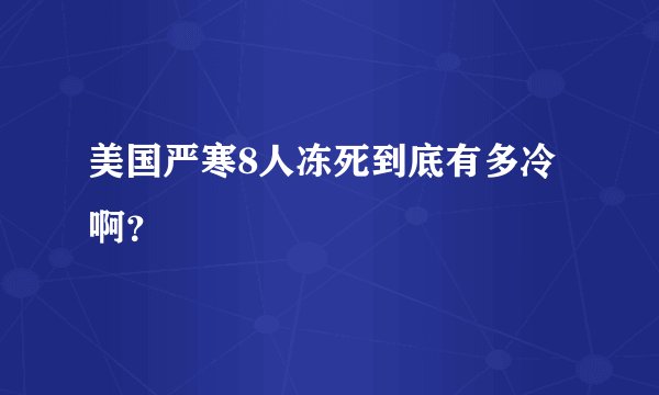 美国严寒8人冻死到底有多冷啊？