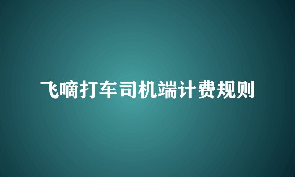 飞嘀打车司机端计费规则